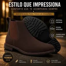 Bota masculina chelsea couro sintetico premium confortavel antiderrapante casual social elegante