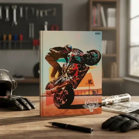 Caderno Motos Pequeno Brochura Capa Dura Animativa
