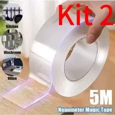 Kit Peças Fita Dupla Face Extra Forte Transparente NanoGel Silicone Mágica Adesiva Cola na Parede Móvel Porta