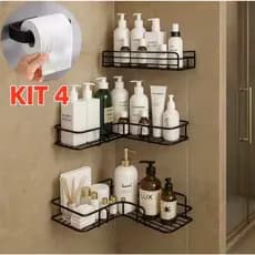 Suporte Prateleira Porta Shampoo Organizador De Canto Com Adesivo