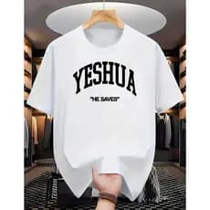 Camiseta Yeshua He Saves Streetwear Cristã Camisa 100% Algodão Lançamento Blusa Masculino e Feminino