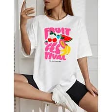Blusa Feminina Fruit Festival 100% Algodão Premium T-Shirt Moda Gringa Camiseta Streetwear
