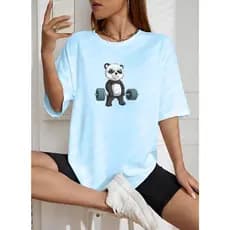 Camiseta Feminina T-shirt Treino "PANDA TREINANDO" Camisa 100% Algodão Premium Moda Blogueira