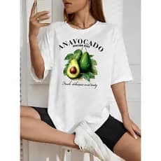 Blusa Feminina Abacate 100% Algodão Premium T-Shirt Moda Gringa Camiseta Frutas Streetwear