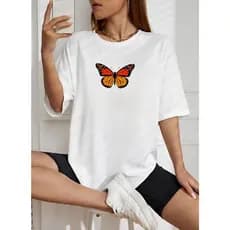 Camiseta Feminina Streetwear "BORBOLETA TUMBLR" Camisa 100% Algodão Premium T-shirt Treino