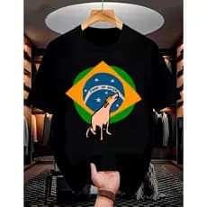 Camiseta RUMO AO HEXA Brasil Cachorro Caramelo Copa Do Mundo Camisa Masculino e Feminino algodão
