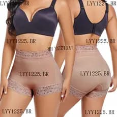 Calcinha modeladora de cintura alta com renda sem marcas, modeladora de barriga e controle corporal