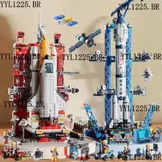 Lele Brothers Is Starship Falcon Rocket Dragon Nave Espacial Estação De Transporte Série Originalidada Brinquedo Blocos
