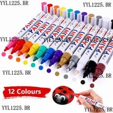 12 Marcador De Tinta Permanente Colorida Branco À Prova D'água Tecido De Borracha metal 12 Cores Caneta