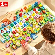 Brinquedo magnético montessori /Quebra-cabeça alfanumérico de madeira/pesca peixe brinquedo/jogos educativos pedagógicos