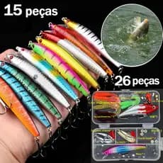 Pescaria acessórios kit 26 peças Empilhadores De Pesca De minnow Colher De Iscas Kit Em Caixa
