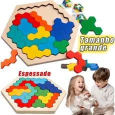 Tabuleiro Tetris Quebra cabeça 3D Tangram de madeira DIY Early Education Toys