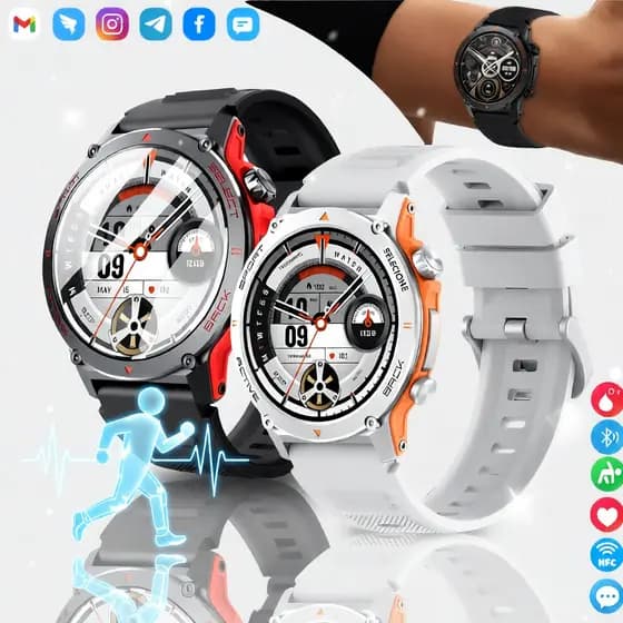 Smartwatch Relógio Inteligente com Chamada Bluetooth, Tela AMOLED Redonda GPS, para Homem e Mulher, Ideal para Academia