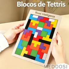 Tetris 3D Tangram de Madeira MDF | Brinquedo Educativo Montessori Seguro para Bebês | Jogos Infantis Pedagógicos
