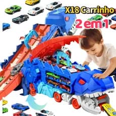 Medoosi Infantis Grande Brinquedo Carros De Pista Dinossauro Caminhão +18 Carrinho Kit /Monster Truck Transformes 2 em 1