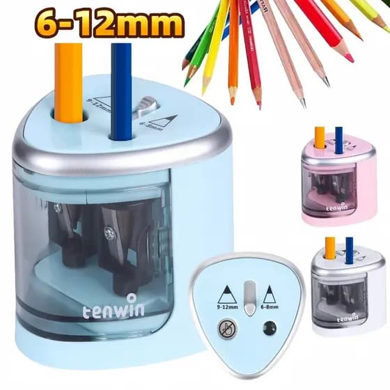 Apontador Elétrico Bateria para lápis Automático 6-12mm Multi-Funcional Operado Com 2 Furos para artistas E Casa escola
