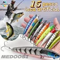 MEDOOSI Kit Com 15pcs/Pesca Iscas Artificials Dura De Qualidade Minnow Lure 3D Olhos De Plástico Jig Wobblers Crankbait