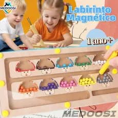 ​​Placa Labirinto Magnético Colorido Classificação Jogo Brinquedo Montessori Madeira com Caneta para Crianças /Infantil