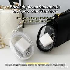 Caixa de armazenamento transparente para cosméticos Organiza cabos, carregadores e fones de ouvido