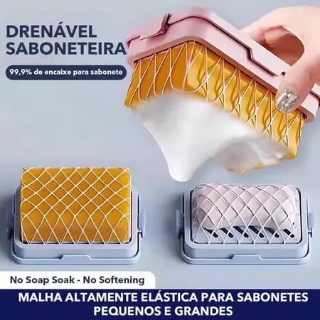 3pcs Caixa De Armazenagem De Sabão Com Rede De Espuma Auto-Contida-Bandeja De Drenagem-Suporte Alto Elástico