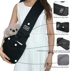 Mochila de Transporte Pet – Bolsa Sling Portátil para Gatos e Cachorros com Alça Ajustável, Viagem e Passeio Confortável