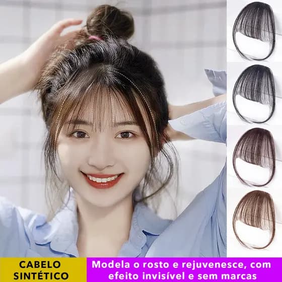 Grampo De Cabelo De Peruca De Franja De Ar Sem Costura Invisível-Extensões Fofas Para Mulheres Com Costeletas