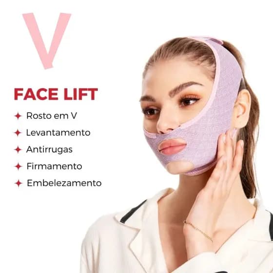 Faixa Modeladora Facial V-Line Cinta Lifting Elimina Papada Queixo Duplo Afina Rosto Antirrugas Flacidez