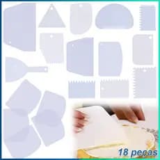 18 Pçs Espátula de Textura para Confeitaria - Espátula para Bolo Espátula de acrílico alisadora