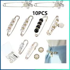 10 alfinetes de broche de pérola de imitação, adequados para roupas femininas, suéter, xale, vestido, chapéu
