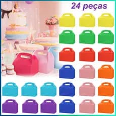 24 Caixa maleta kit escolar, lancheira de papel, presente, lembrancinha Caixa de presente para festas