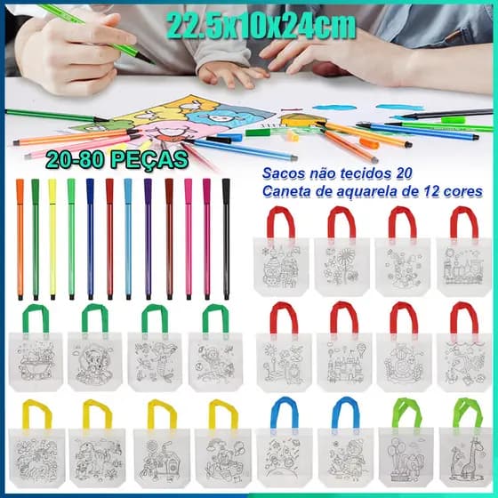 20/40/80pçs DIY Graffiti sacola crianças pintura saco de colorir crianças atividades artesanais brinquedos educativos