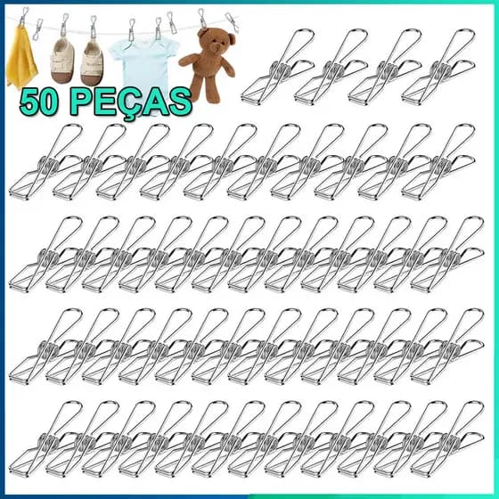 Kit 50 Peças Prendedor De Roupa Inox Alta Qualidade