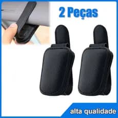 2pçs Suporte de Óculos para Carro Porta Óculos Veicular Viseira Quebra Sol Clip Magnético Couro PU