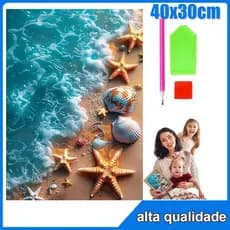 40x30cm praia de conchas Quadrado Pintura Diamante 5D Pintura de Diamante Pintura Com Diamante A Óleo Decorativa Pintad