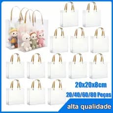20x20x8cm 15/30/45/60 PVC Sacola de semi-transparente fosco de Bolsa Carteira Transparente Sacola Presente Bolsa