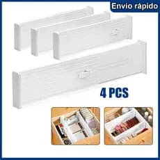 Conjunto de 4 peças de divisória de gaveta ajustável - extensível de 27 cm a 47 cm, 9 cm de altura, plástico ABS, usado