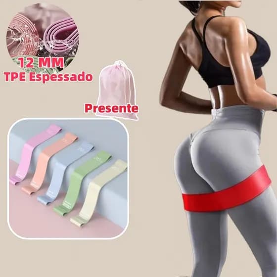 Kit 5 Faixas Elásticas Para Exercícios Multifuncional Yoga Fisioterapia e Treino Para Mulheres