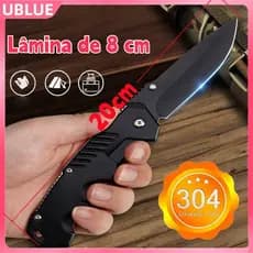 20cm Canivete Dobrável Aço Inox Afiado Corte Preciso com Clip de Bolso Cozinha Acampamento