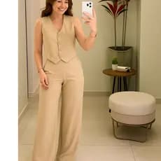 CONJUNTO ALFAIATARIA FEMININO COM COLETE E CALÇA PANTALONA🌟👌❤️