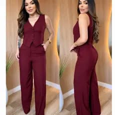 CONJUNTO FEMININO CALÇA e COLETE  MODA EXECUTIVA E CHIC  TENDENCIA 2026