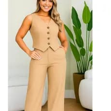 CONJUNTO FEMININO COLETE e CALÇA LOOK GRINGA SUPER TENDENCIA 2026