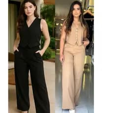 CONJUNTO FEMININO CALÇA +COLETE CLÁSICO E MODERNA SUPER TENDENCIA 2026