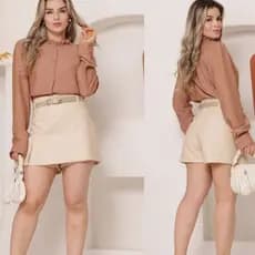 SHORT SAIA FEMININO SUPER ELEGANTE  EN COURO FAKE  IMPORTADO TENDENCIA  2026