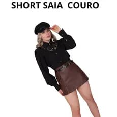 SHORT SAIA EM COURO FAKE LUXO  CINTURA ALTA TENDENCIA INVERNO 2026 .