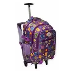 Mochila de Rodinhas Minina Juvenil Estampada Borboleta Reforçada