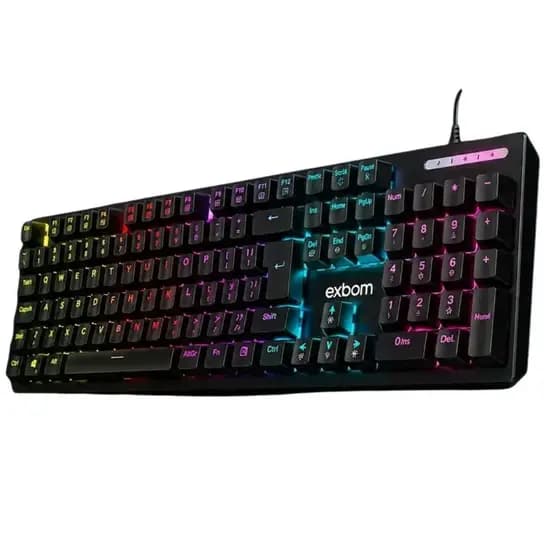 Teclado Gamer RGB Mecânico Switch Azul ABNT2 Exbom BK-G500