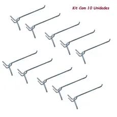Kit 10 Ganchos de 10cm para Painel Organizador PegBoard Perfurado