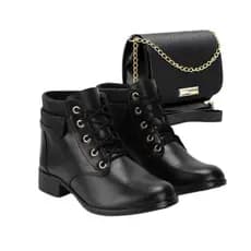 Kit Bolsa Mais Bota Feminina Tratorada Rasteira Dobrada no Cano