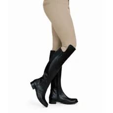 Bota Feminina Over Salto Baixo Com Ziper Cano Alto Longo