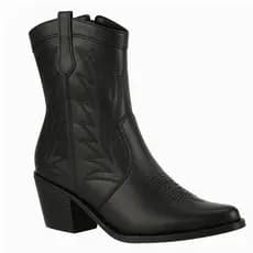 Bota Feminina Texana Bico Fino Cano Curto Confortavel Moda Borda do Rodeio